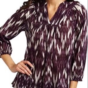 Gorgeous Lucky Brand Maroon & White Peasant Top Medium